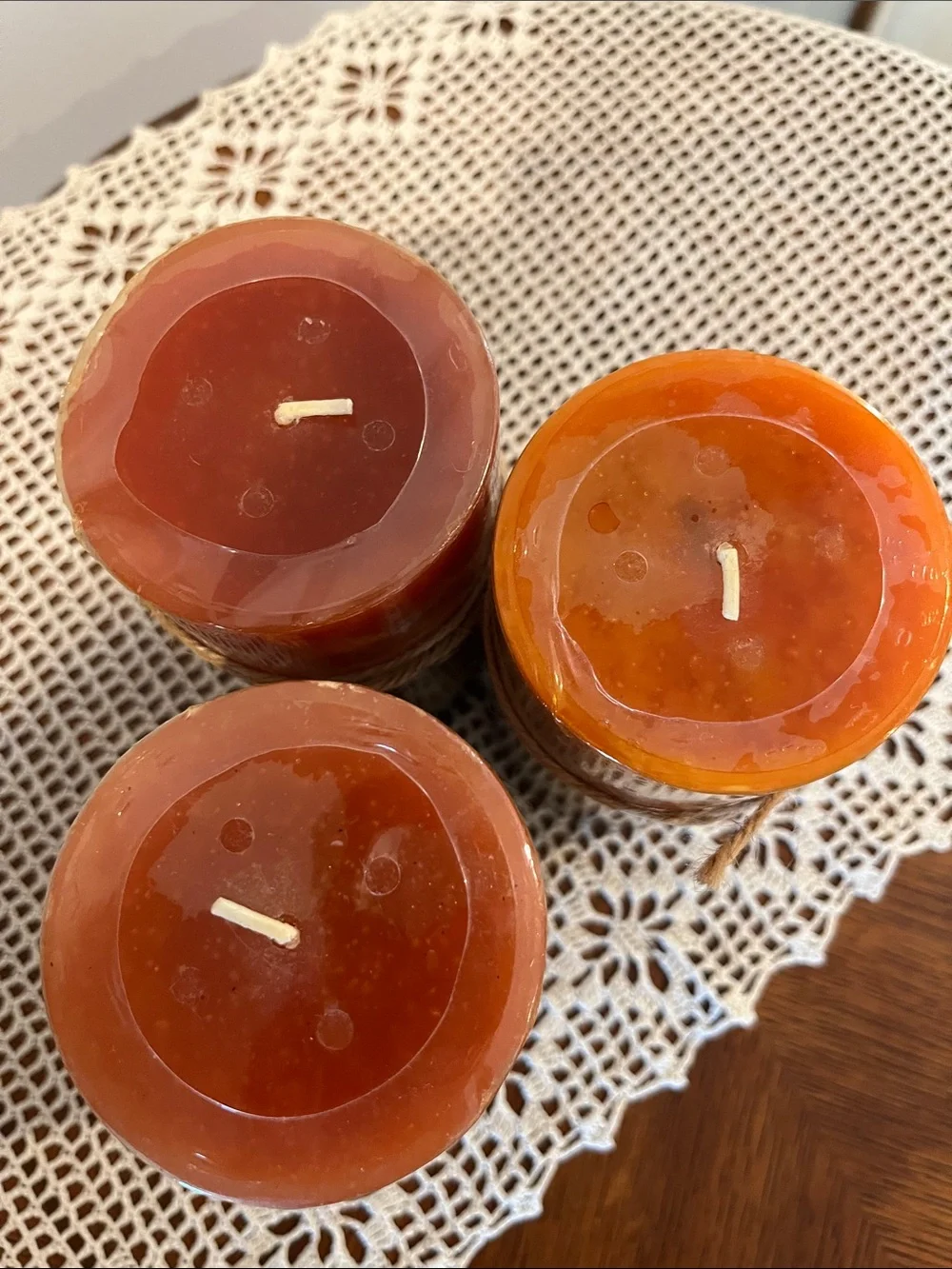 🆕 Set of 3 Decorative Scented Rustic Pillar Candles “Harmony” Multi Color Wax